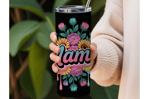 Retro Mama Floral 20oz Tumbler Wrap Sublimation DesignSVG 