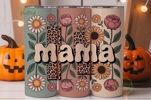Retro Mama Floral 20oz Tumbler Wrap Sublimation PixelChick 