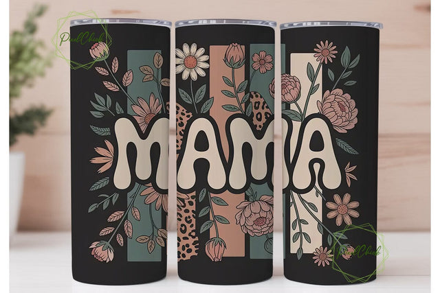Retro Mama Floral 20oz Tumbler Wrap Sublimation PixelChick 