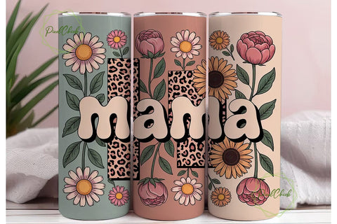 Retro Mama Floral 20oz Tumbler Wrap Sublimation PixelChick 