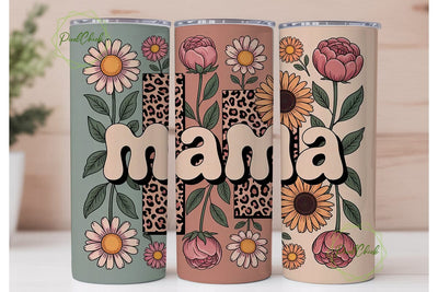 Retro Mama Floral 20oz Tumbler Wrap Sublimation PixelChick 