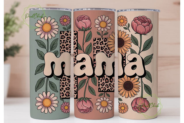 Retro Mama Floral 20oz Tumbler Wrap Sublimation PixelChick 
