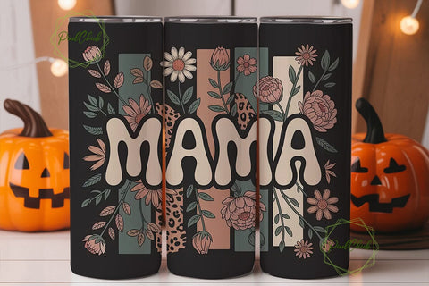 Retro Mama Floral 20oz Tumbler Wrap Sublimation PixelChick 