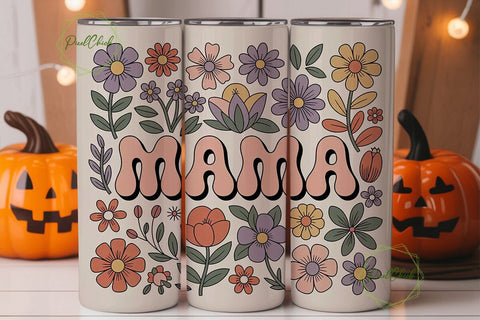 Retro Mama Floral 20oz Tumbler Wrap Sublimation PixelChick 