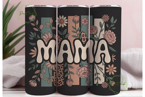 Retro Mama Floral 20oz Tumbler Wrap Sublimation PixelChick 