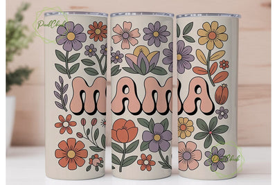 Retro Mama Floral 20oz Tumbler Wrap Sublimation PixelChick 
