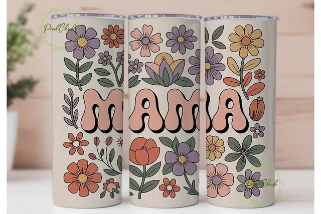 Retro Mama Floral 20oz Tumbler Wrap Sublimation PixelChick 