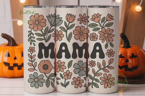 Retro Mama Floral 20oz Tumbler Wrap Sublimation PixelChick 