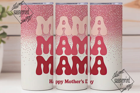 Retro Mama Glitter 20oz Tumbler Wrap Sublimation sassyprint 