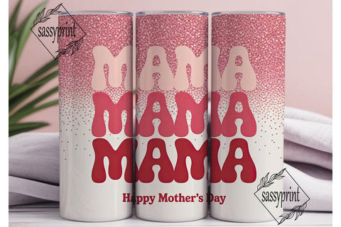 Retro Mama Glitter 20oz Tumbler Wrap Sublimation sassyprint 