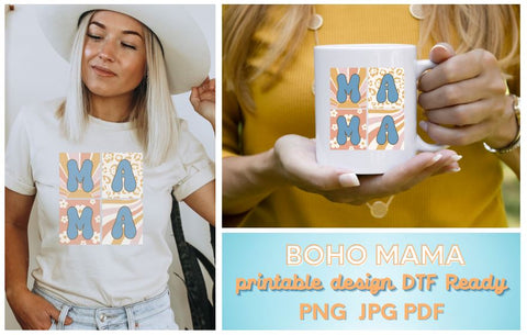 Retro Mama Squared, PNG, Sublimation, DTF Sublimation So Fontsy Design Shop 