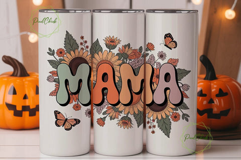 Retro Mama Sunflower 20oz Tumbler Wrap Sublimation PixelChick 
