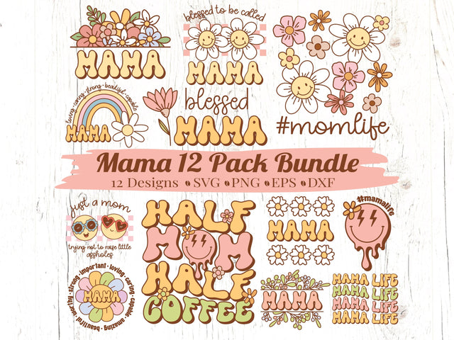 Retro Mama SVG Bundle SVG Caffeinated SVGs 