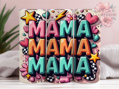 Retro Mama Tumbler, Inflated Tumbler Design, 20oz Tumbler Wrap, Sublimation Design, Vintage Mama Art, Retro Aesthetic Tumbler, Mom Gift Idea, Fun Mama Tumbler Sublimation Li Zamperini 