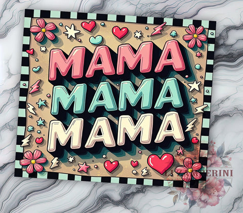 Retro Mama Tumbler, Inflated Tumbler Design, 20oz Tumbler Wrap, Sublimation Design, Vintage Mama Art, Retro Aesthetic Tumbler, Mom Gift Idea, Fun Mama Tumbler Sublimation Li Zamperini 