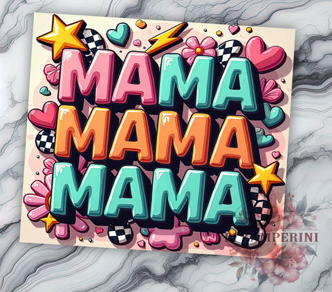 Retro Mama Tumbler, Inflated Tumbler Design, 20oz Tumbler Wrap, Sublimation Design, Vintage Mama Art, Retro Aesthetic Tumbler, Mom Gift Idea, Fun Mama Tumbler Sublimation Li Zamperini 