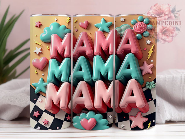Retro Mama Tumbler, Inflated Tumbler Design, 20oz Tumbler Wrap, Sublimation Design, Vintage Mama Art, Retro Aesthetic Tumbler, Mom Gift Idea, Fun Mama Tumbler Sublimation Li Zamperini 