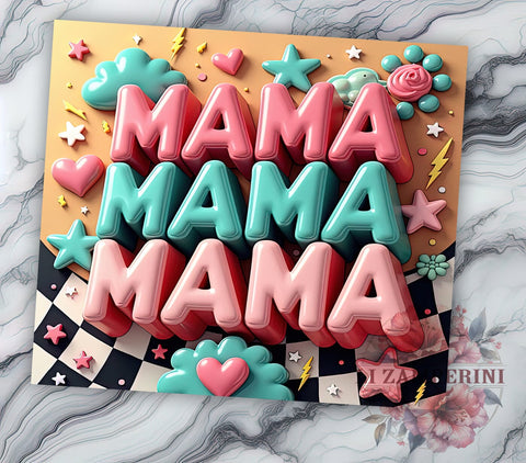 Retro Mama Tumbler, Inflated Tumbler Design, 20oz Tumbler Wrap, Sublimation Design, Vintage Mama Art, Retro Aesthetic Tumbler, Mom Gift Idea, Fun Mama Tumbler Sublimation Li Zamperini 