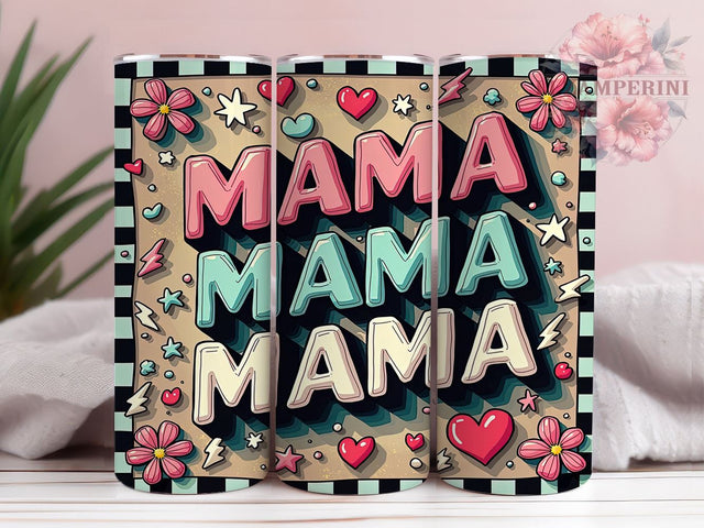 Retro Mama Tumbler, Inflated Tumbler Design, 20oz Tumbler Wrap, Sublimation Design, Vintage Mama Art, Retro Aesthetic Tumbler, Mom Gift Idea, Fun Mama Tumbler Sublimation Li Zamperini 