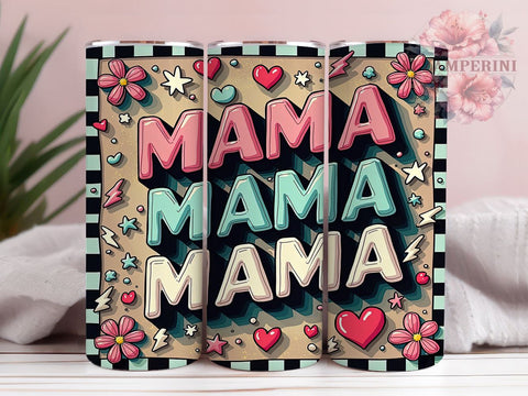 Retro Mama Tumbler, Inflated Tumbler Design, 20oz Tumbler Wrap, Sublimation Design, Vintage Mama Art, Retro Aesthetic Tumbler, Mom Gift Idea, Fun Mama Tumbler Sublimation Li Zamperini 