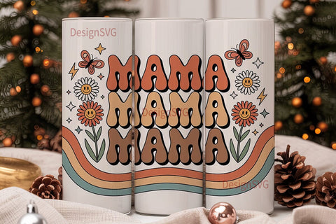 Retro Mama Tumbler Wrap Sublimation DesignSVG 