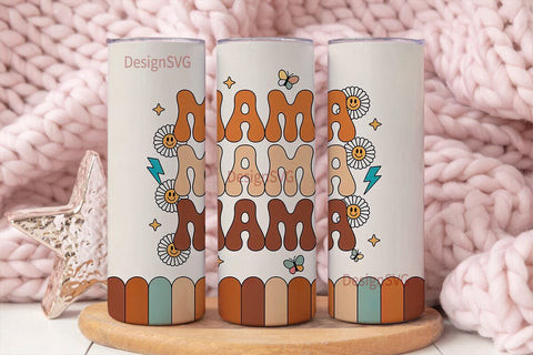 Retro Mama Tumbler Wrap Sublimation DesignSVG 