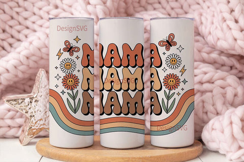 Retro Mama Tumbler Wrap Sublimation DesignSVG 