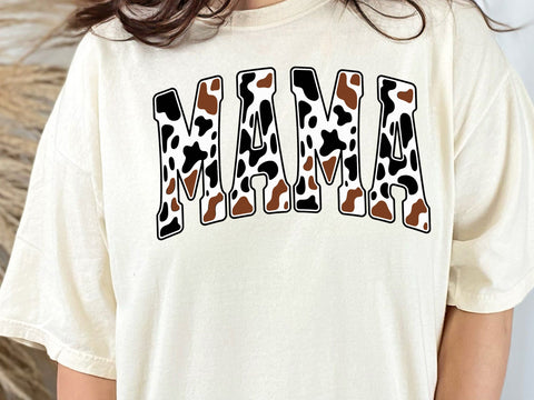 Retro Mama Varsity Cow Print Sublimation Shirt Design , Trendy Western Mama , Mothers Day Sublimation SVG DesignDestine 