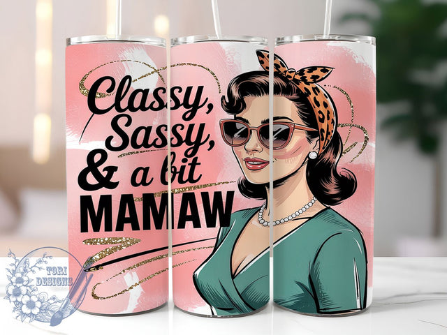 Retro Mamaw Floral 20oz Tumbler Wrap, Retro Grandma Design, Classy Sassy Tumbler, 20oz Sublimation Wrap, Vintage Mamaw Cup, Grandma Gift Idea, Floral Tumbler Design Sublimation ToriDesigns 