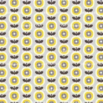 Retro Mid Century 1970s Scandi Style Sunflowers Pattern Digital Paper Digital Pattern Karma Genie Graphics 