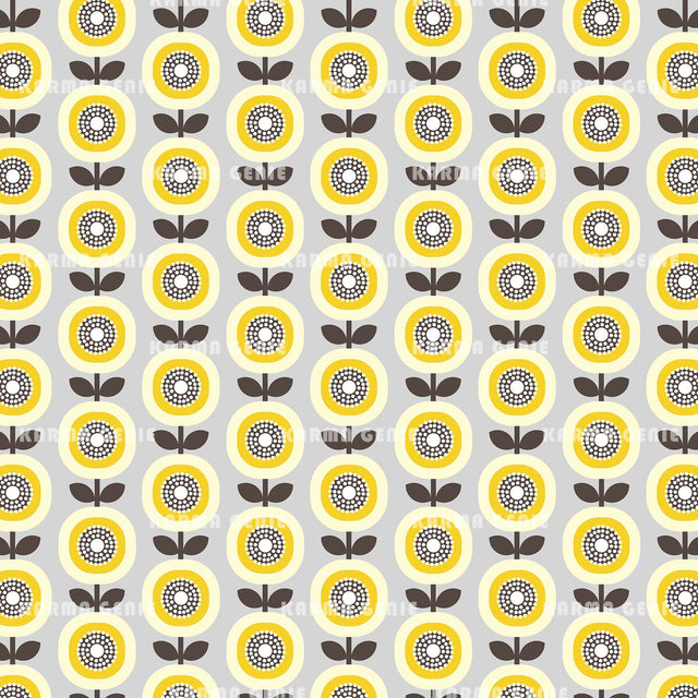 Retro Mid Century 1970s Scandi Style Sunflowers Pattern Digital Paper Digital Pattern Karma Genie Graphics 