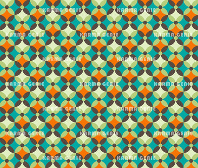 Retro Mid Century 70s Blue Green Orange Brown Vintage Pattern Digital Paper Digital Pattern Karma Genie Graphics 