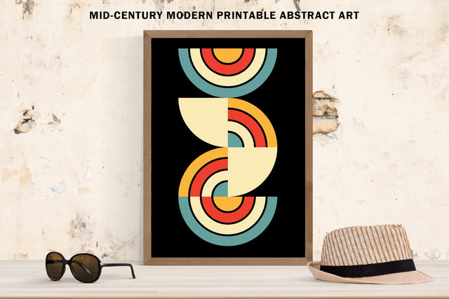 Retro Mid-Century Modern Abstract Geometric Art Sublimation Karma Genie Graphics 