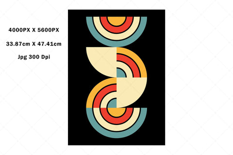 Retro Mid-Century Modern Abstract Geometric Art Sublimation Karma Genie Graphics 