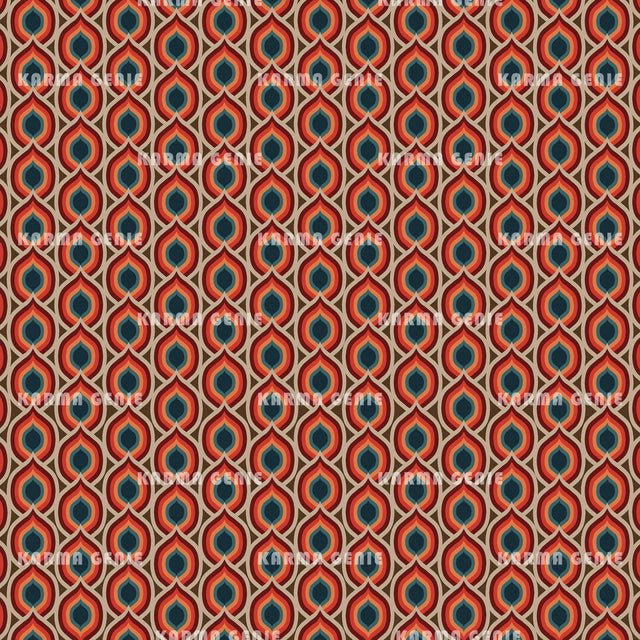 Retro Mid Century Modern Seventies Style Flame Pattern Digital Paper Digital Pattern Karma Genie Graphics 