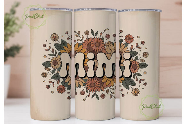 Retro Mimi Floral 20oz Tumbler Wrap Sublimation PixelChick 