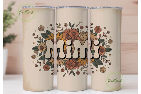 Retro Mimi Floral 20oz Tumbler Wrap Sublimation PixelChick 