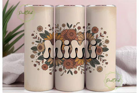 Retro Mimi Floral 20oz Tumbler Wrap Sublimation PixelChick 