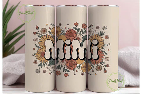 Retro Mimi Floral 20oz Tumbler Wrap Sublimation PixelChick 