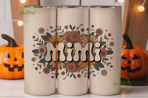 Retro Mimi Floral 20oz Tumbler Wrap Sublimation PixelChick 