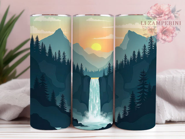 Retro Misty Forest Camping 20oz Tumbler, Mountain Camping, Sublimation Wrap, 20oz Tumbler, Nature Design, Camping Gift Sublimation Li Zamperini 