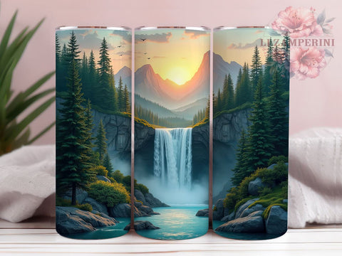 Retro Misty Forest Camping 20oz Tumbler, Mountain Camping, Sublimation Wrap, 20oz Tumbler, Nature Design, Camping Gift Sublimation Li Zamperini 