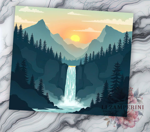 Retro Misty Forest Camping 20oz Tumbler, Mountain Camping, Sublimation Wrap, 20oz Tumbler, Nature Design, Camping Gift Sublimation Li Zamperini 