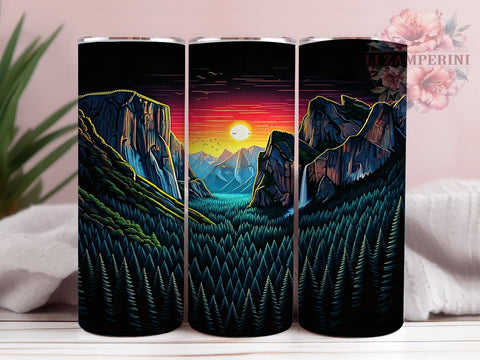 Retro Misty Forest Camping 20oz Tumbler, Mountain Camping, Sublimation Wrap, 20oz Tumbler, Nature Design, Camping Gift Sublimation Li Zamperini 