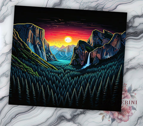 Retro Misty Forest Camping 20oz Tumbler, Mountain Camping, Sublimation Wrap, 20oz Tumbler, Nature Design, Camping Gift Sublimation Li Zamperini 