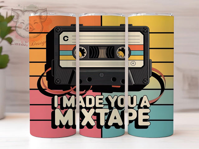 Retro Mixtape Music 20oz Tumbler, Mixtape Wrap, Vintage Music Sublimation Design, Nostalgic Music Lover Quote, 20oz Tumbler Wrap, Sublimation Design PNG, Music Gift Sublimation Lara' s Designs 