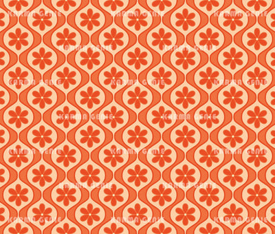 Retro Modern 1970s Orange Daisy Flowers Pattern Digital Paper Digital Pattern Karma Genie Graphics 
