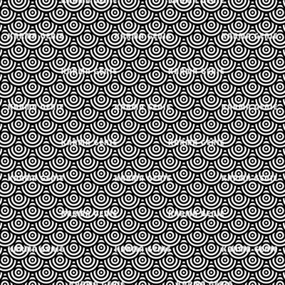 Retro Modern 60s 70s Black And White Sixties Circles Pattern Digital Paper Digital Pattern Karma Genie Graphics 