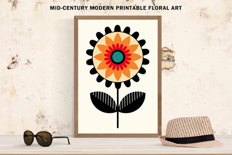 Retro Modern Abstract Floral Art Set Sublimation Karma Genie Graphics 