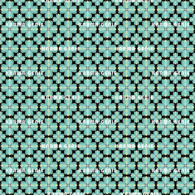 Retro Modern Flowers Teal Blue And Green Mid Century Floral Pattern Digital Paper Digital Pattern Karma Genie Graphics 